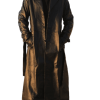 Stunning Men Leather Long Black Trench Coat