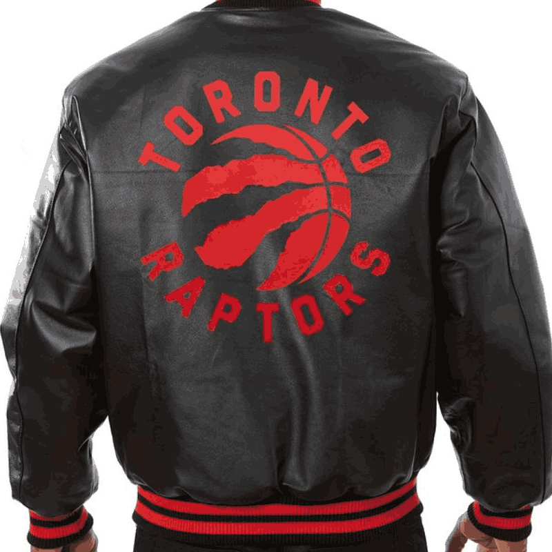 Toronto Varsity Raptors Black Leather Letterman Jacket