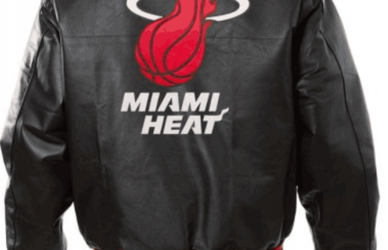 Miami Heat Black Leather Varsity Bomber Jacket