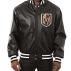 Vegas Golden Knights Black Leather Varsity Jacket
