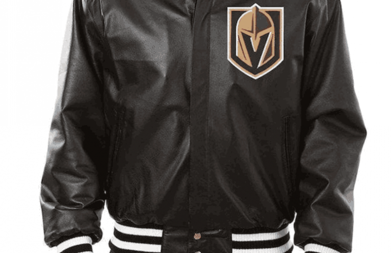 Vegas Golden Knights Black Leather Varsity Jacket