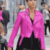 Jessica Alba Hot Pink Motorcycle Leather Jacket
