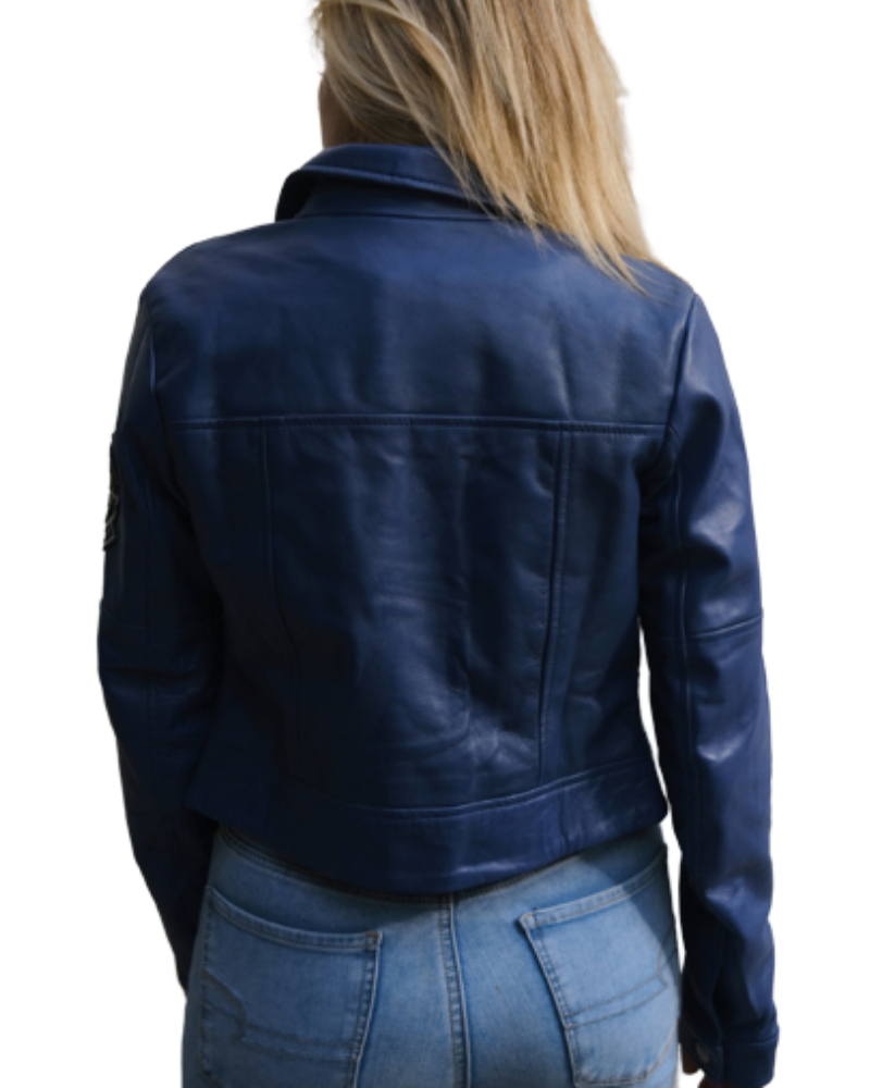 WOMENS CAPSULE CORP FUTURE TRUNKS LEATHER JACKET