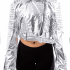 Women’s Silver Studded Nylon Jacket