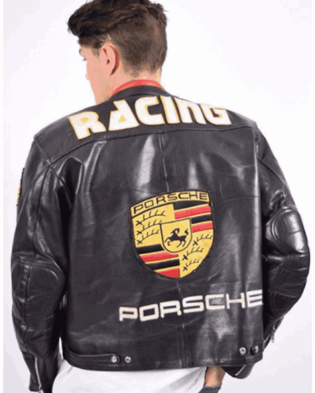 930 Black Leather Turbo Porsche Jacket with Patches
