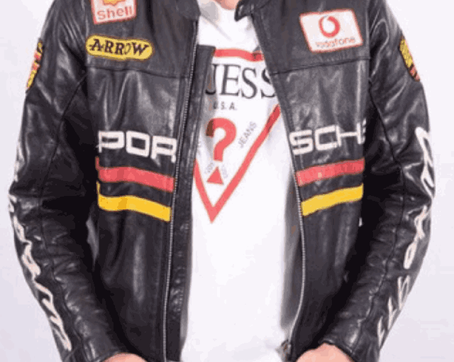 930 Black Leather Turbo Porsche Jacket with Patches