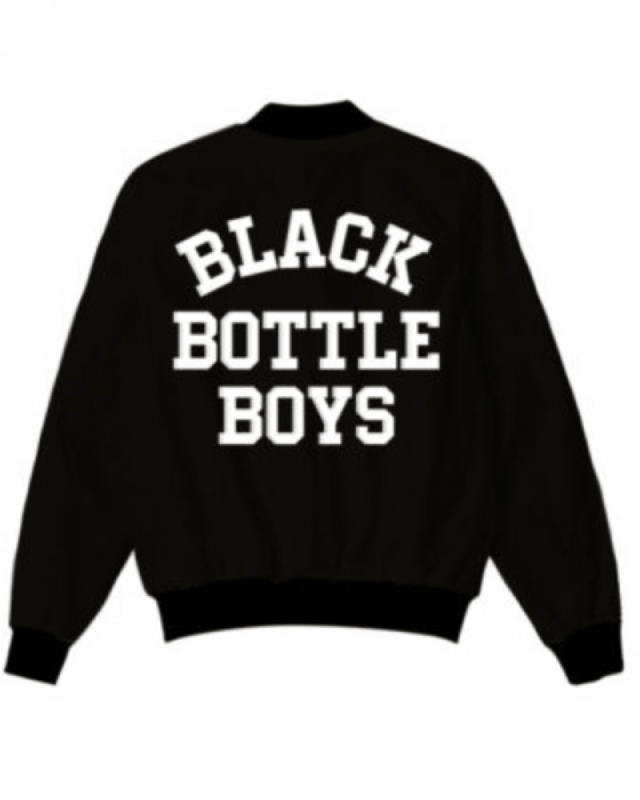Black Bottle Boys and Girls Varsity With Name Bomber Jacket