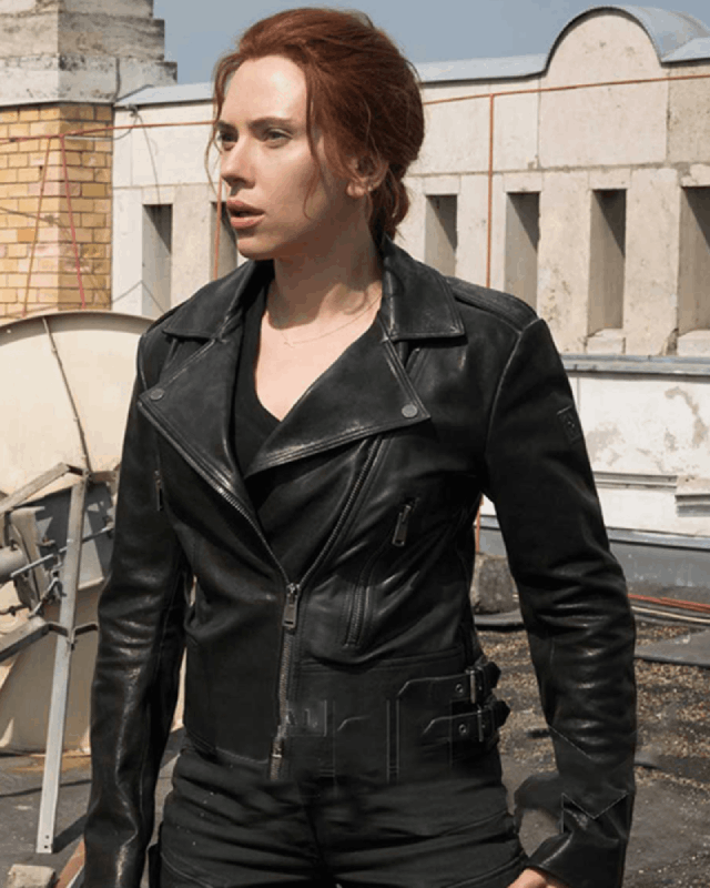 Black Widow 2021 Natasha Romanoff Motorcycle Leather Jacket