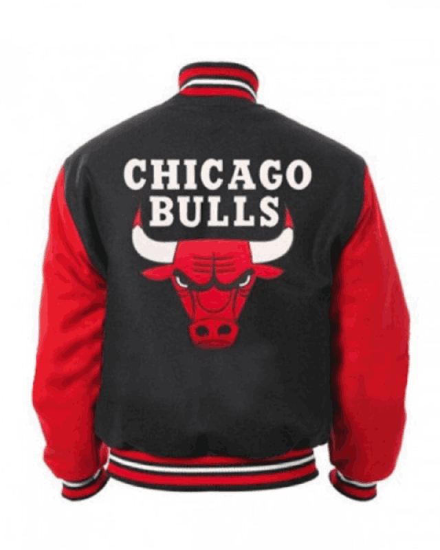 Chicago Bulls Red and Black Varsity Jacket