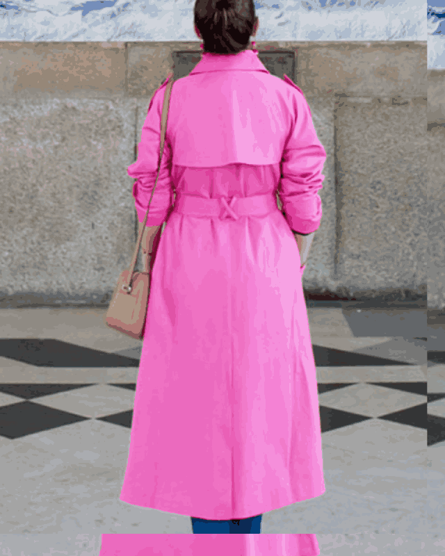 Women’s Bright Pink Hot Trench Coat