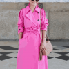 Women’s Bright Pink Hot Trench Coat