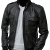 Men's Biker Style Slim Fit Bomber Black Leather Jacket