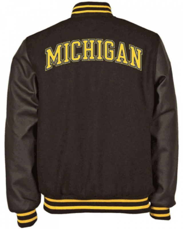 Men’s Michigan Black Varsity Letterman Bomber Jacket