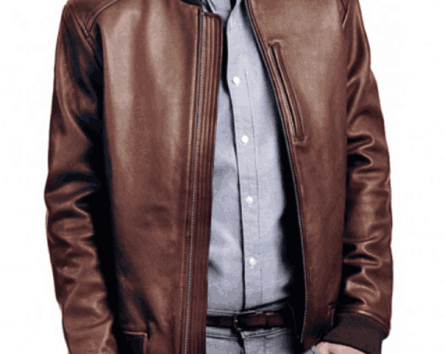 Men's Bomber Chocolate Brown Leather Jacket