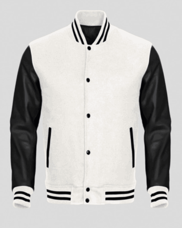 Men's Bomber Varsity Black and White Jacket