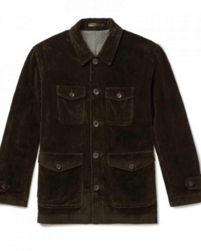 Men’s Button Closure Field Brown Corduroy Jacket