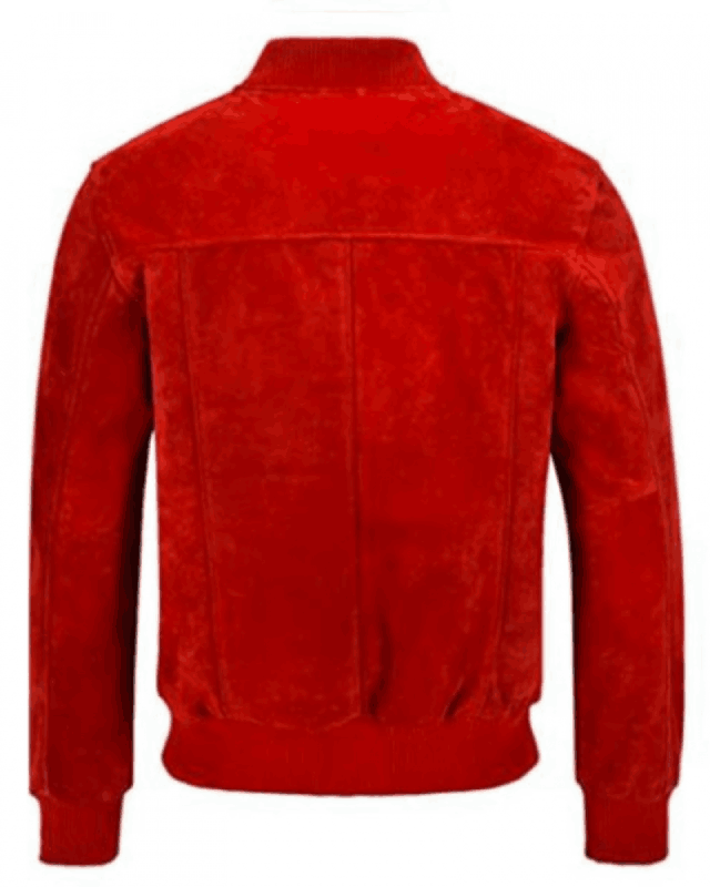 Men’s Classic 70’s Bomber Red Suede Leather Jacket