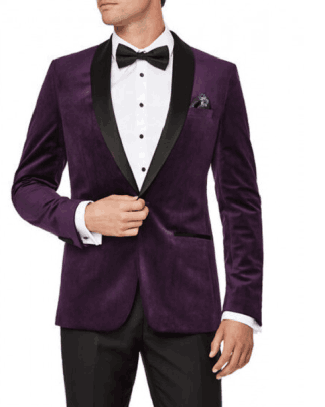 Men's Dark Purple Handley Velvet Tuxedo Blazer