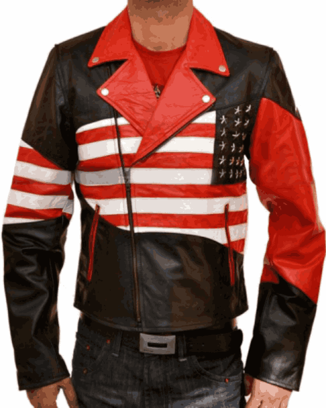 Robert Matthew Independence Day American Flag Leather Jacket