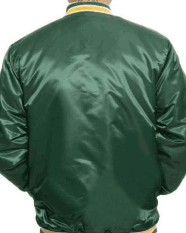 Men’s Starter Oakland A’s Green Satin Bomber Jacket