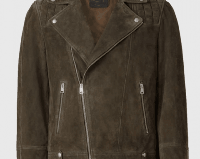 Quilted Brown Suede Biker Leather Jacket For Men's