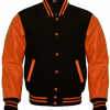 Men's Bomber Varsity Black and Orange Jacket