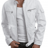 White Motorcycle Leather Jacket For Men's