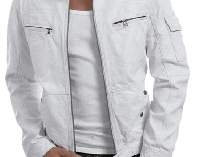White Motorcycle Leather Jacket For Men's