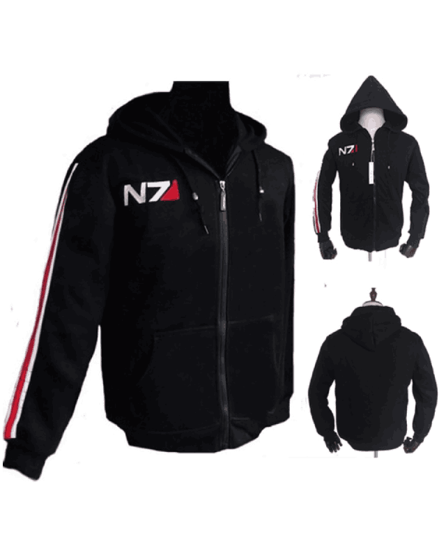 N7 Logo Lightweight Black Stylish Hoodie