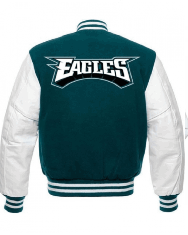 Philadelphia Eagles Green and White Varsity Jacket