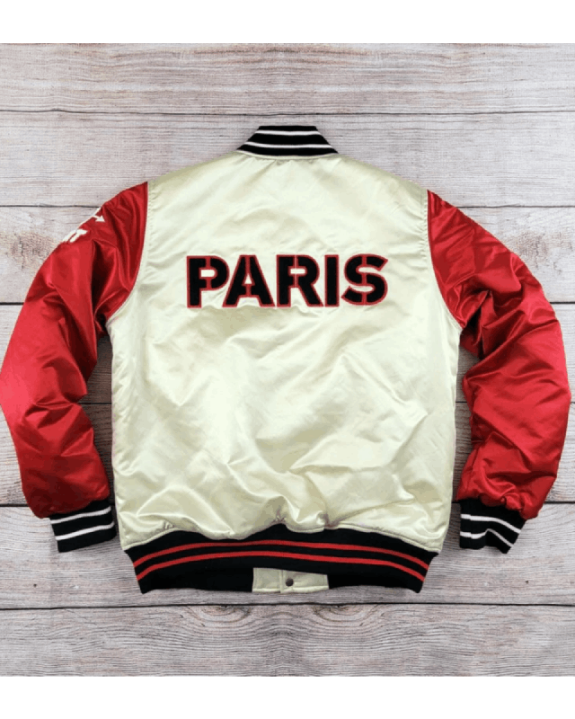 Red Peppers Paris Satin Varsity Bomber Jacket