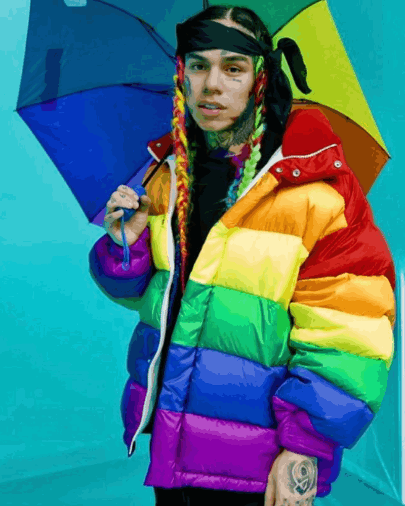Tekashi 6ix9ine Rainbow Color Puffer Jacket
