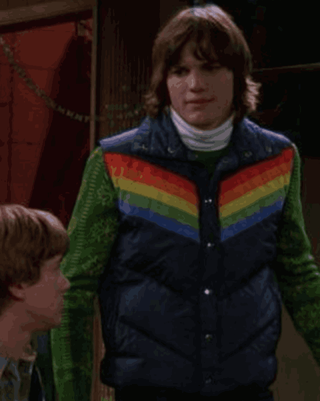 Ashton Kutcher That 70s Show Michael Kelso Blue Puffer Vest