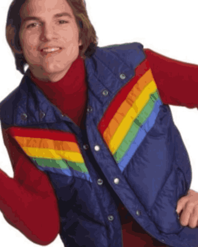 Ashton Kutcher That 70s Show Michael Kelso Blue Puffer Vest