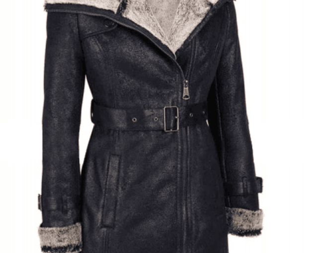Women's Black Leather Jacket With Fur Collar