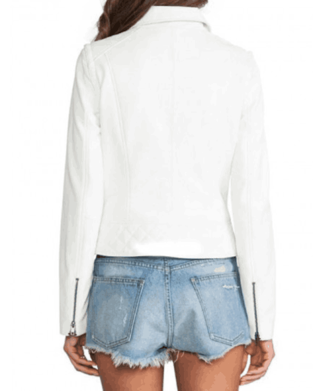 Women's FJ053 Asymmetrical White Leather Jacket
