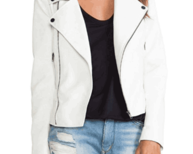 Women's FJ053 Asymmetrical White Leather Jacket
