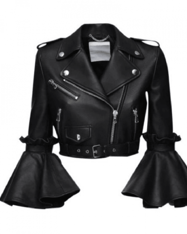 Womens Stylish Cropped Leather Jacket