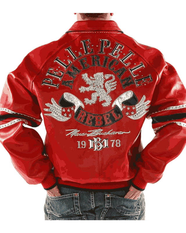 American Rebel Red Pelle Pelle Studded Leather Jacket