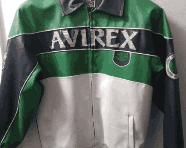Color Block Green Leather Bomber Jacket