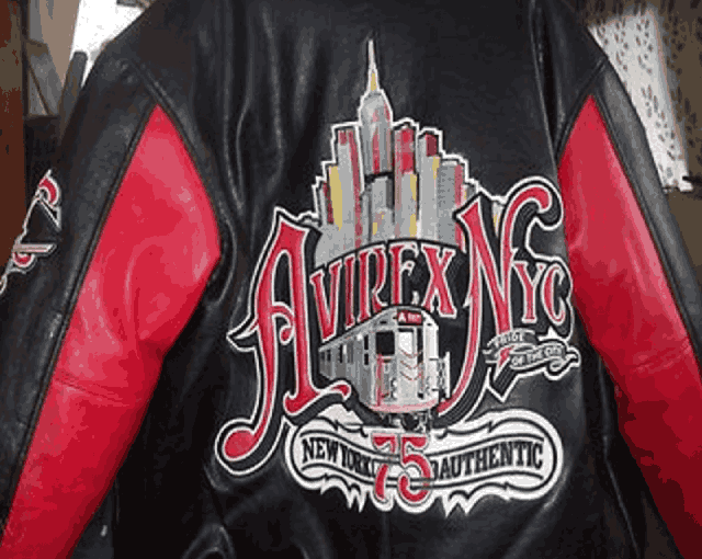 USA NYC Pride of the City Black and Red Leather Jacket