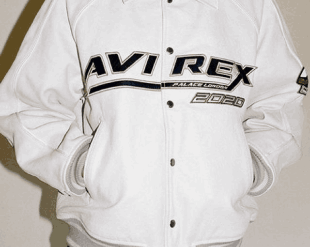 Palace Fall White Leather Bomber Jacket