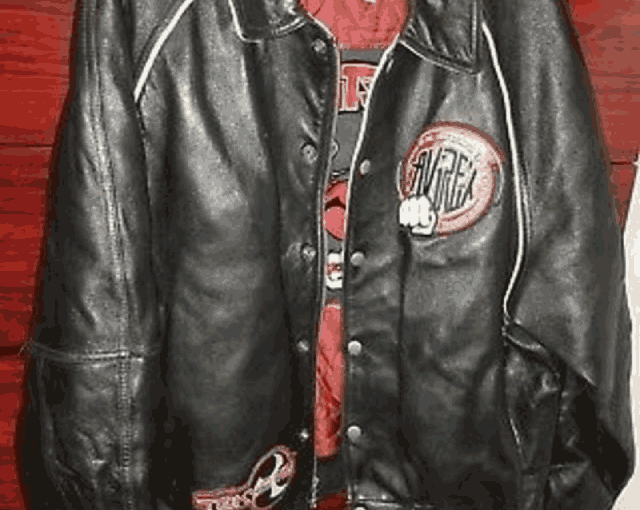 Unisex Black Leather Bomber Zippered Jacket