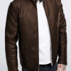 Men Slim fit Dark Brown Leather Jacket