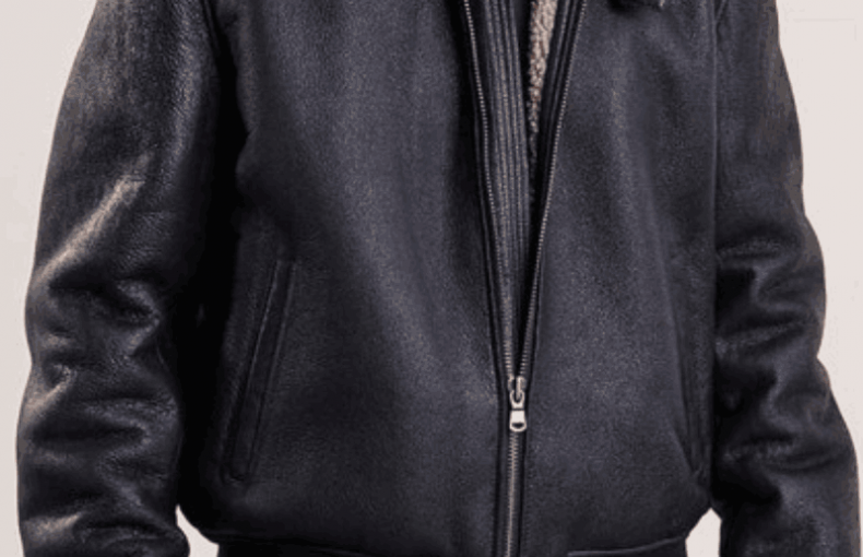 MEN'S AVIATOR BLACK LEATHER BOMBER JACKET