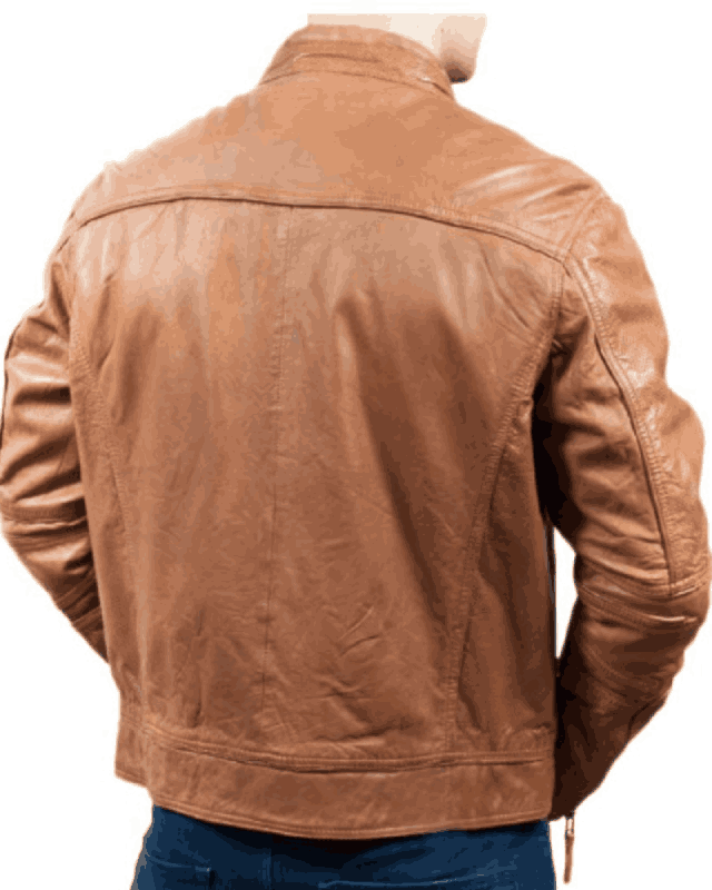 Men’s Motorcycle Vintage Soft Tan Leather Jacket