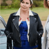 Cat Stone Tv Series Queens of Mystery Julie Graham Black Biker Leather Jacket