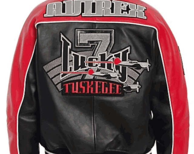 Tuskegee Leather Red & Black Bomber Jacket