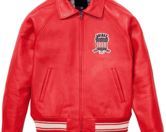 USA Icon Red Leather Zippered Jacket