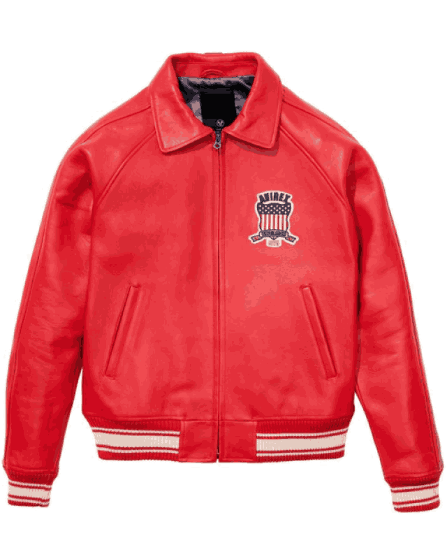 USA Icon Red Leather Zippered Jacket